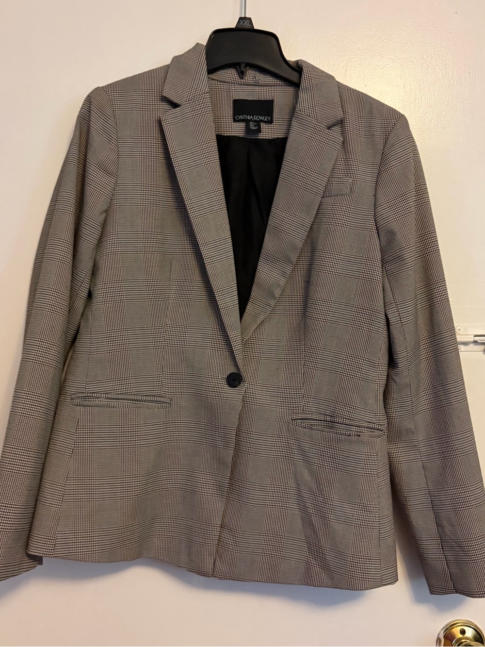 Cynthia Rowley Black and Gray Glen Plaid Blazer